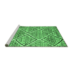 Sideview of Machine Washable Abstract Emerald Green Contemporary Area Rugs, wshcon1240emgrn