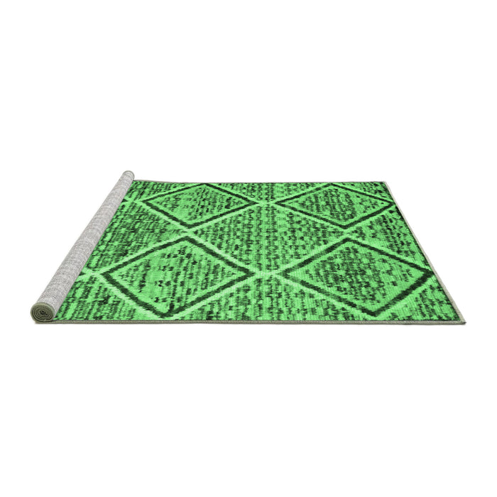 Sideview of Machine Washable Abstract Emerald Green Contemporary Area Rugs, wshcon1240emgrn