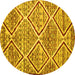 Round Abstract Yellow Contemporary Rug, con1240yw