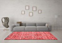 Machine Washable Abstract Red Contemporary Rug, wshcon1240red
