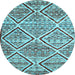 Round Abstract Light Blue Contemporary Rug, con1240lblu