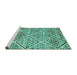 Sideview of Machine Washable Abstract Turquoise Contemporary Area Rugs, wshcon1240turq