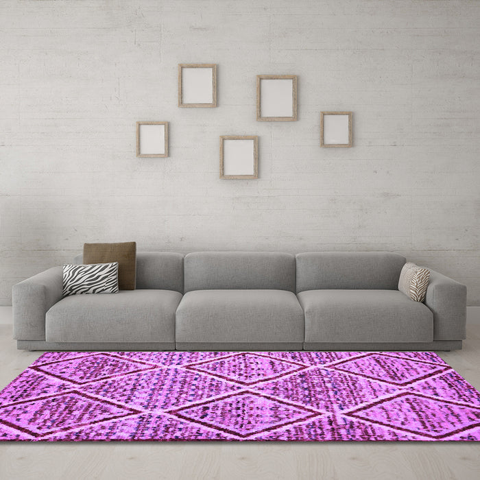 Machine Washable Abstract Purple Contemporary Area Rugs in a Living Room, wshcon1240pur