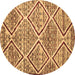 Round Abstract Brown Contemporary Rug, con1240brn