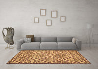 Machine Washable Abstract Brown Contemporary Rug, wshcon1240brn