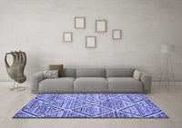 Machine Washable Abstract Blue Contemporary Rug, wshcon1240blu