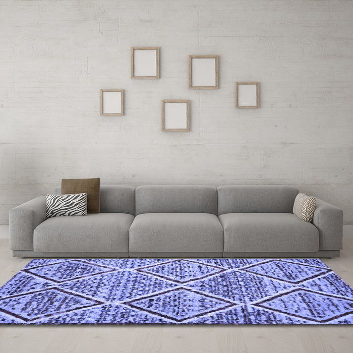 Machine Washable Abstract Blue Contemporary Rug in a Living Room, wshcon1240blu