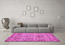 Machine Washable Abstract Pink Contemporary Rug in a Living Room, wshcon1240pnk