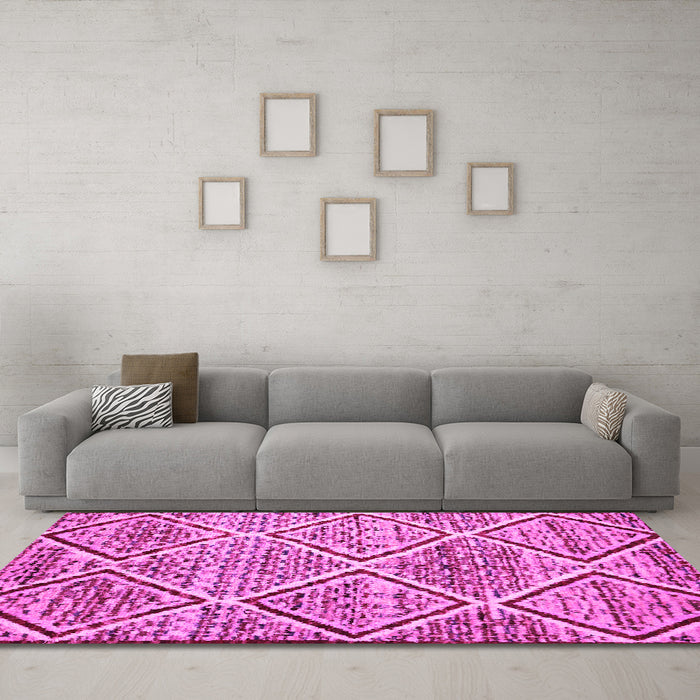 Machine Washable Abstract Pink Contemporary Rug in a Living Room, wshcon1240pnk