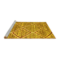 Sideview of Machine Washable Abstract Yellow Contemporary Rug, wshcon1240yw
