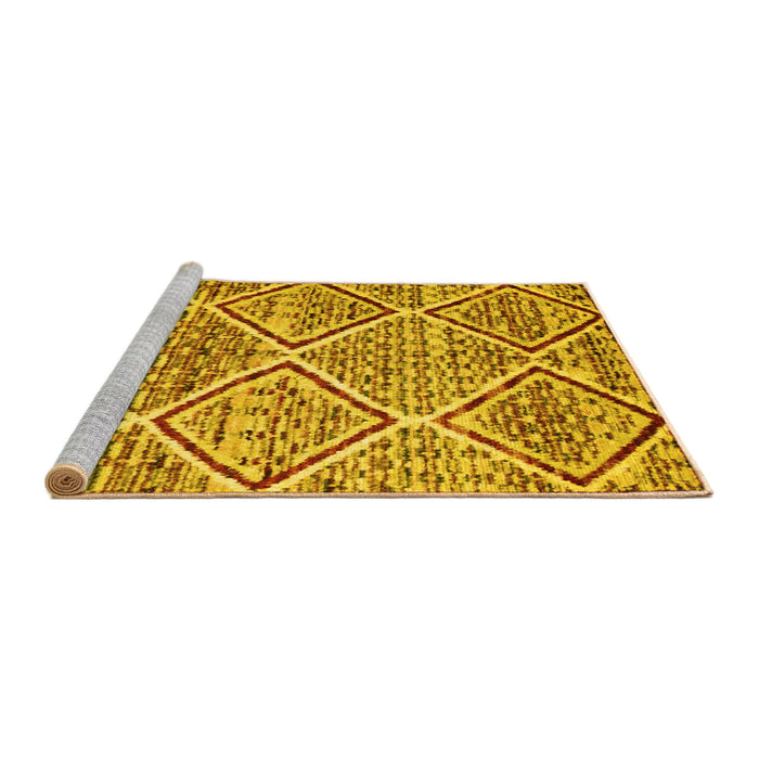 Sideview of Machine Washable Abstract Yellow Contemporary Rug, wshcon1240yw