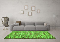 Machine Washable Abstract Green Contemporary Rug, wshcon1240grn