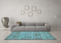 Machine Washable Abstract Light Blue Contemporary Rug, wshcon1240lblu