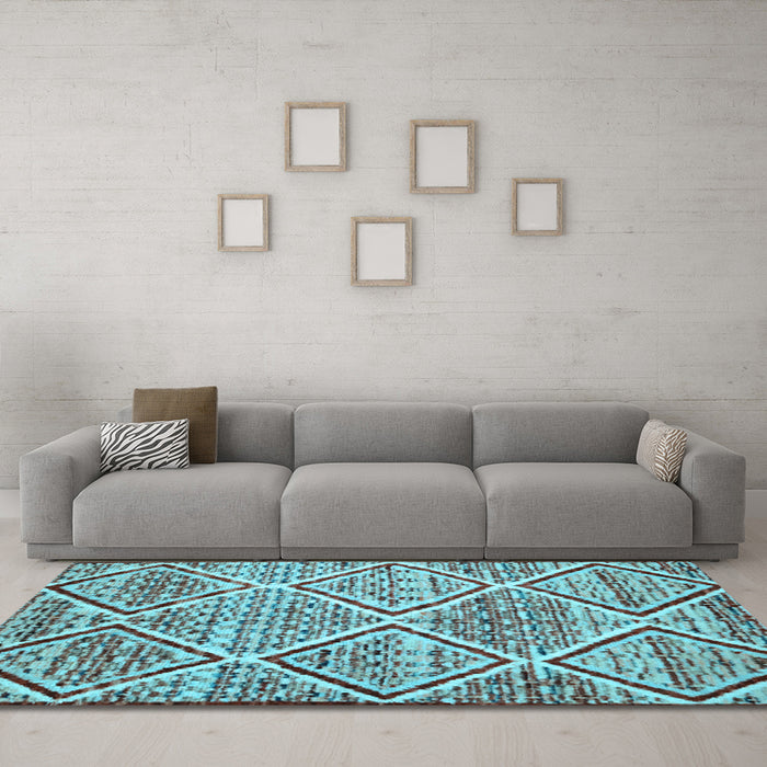 Machine Washable Abstract Light Blue Contemporary Rug in a Living Room, wshcon1240lblu