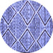 Round Abstract Blue Contemporary Rug, con1240blu