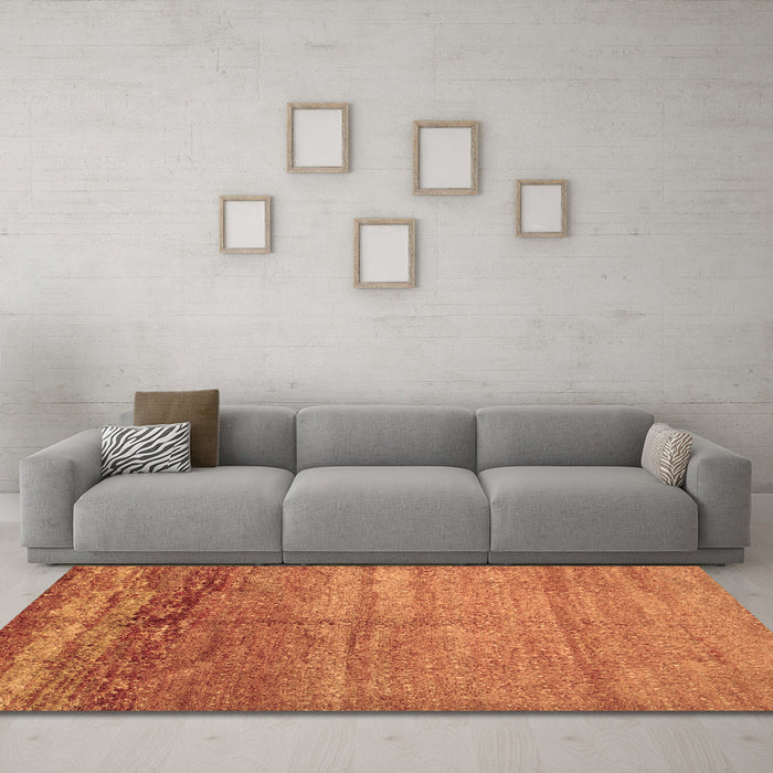 Machine Washable Abstract Brown Contemporary Rug in a Living Room,, wshcon1241brn