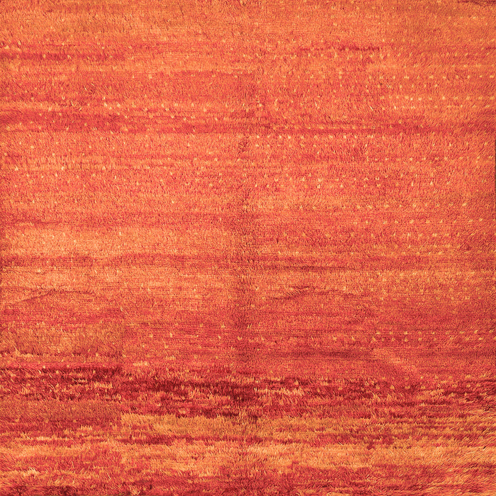 Round Machine Washable Abstract Orange Contemporary Area Rugs, wshcon1241org