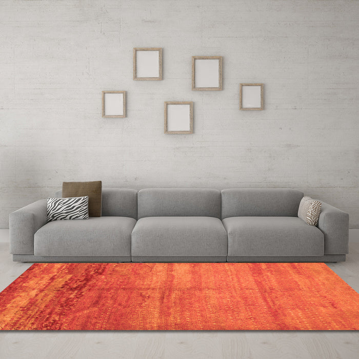 Machine Washable Abstract Orange Contemporary Area Rugs in a Living Room, wshcon1241org