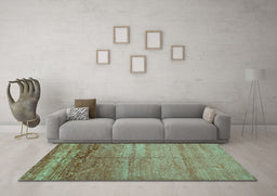Machine Washable Abstract Turquoise Contemporary Area Rugs in a Living Room,, wshcon1241turq