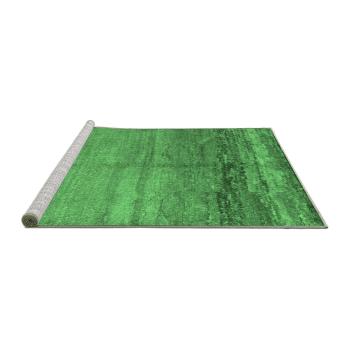Sideview of Machine Washable Abstract Emerald Green Contemporary Area Rugs, wshcon1241emgrn