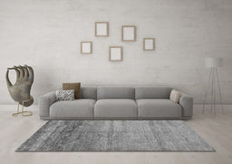 Machine Washable Abstract Gray Contemporary Rug in a Living Room,, wshcon1241gry