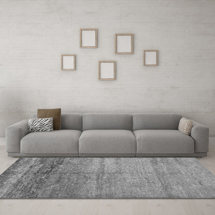 Machine Washable Abstract Gray Contemporary Rug in a Living Room,, wshcon1241gry