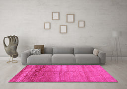 Machine Washable Abstract Pink Contemporary Rug in a Living Room, wshcon1241pnk