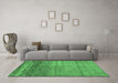 Machine Washable Abstract Emerald Green Contemporary Area Rugs in a Living Room,, wshcon1241emgrn