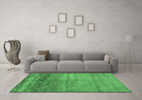 Machine Washable Abstract Emerald Green Contemporary Rug, wshcon1241emgrn