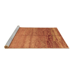 Sideview of Machine Washable Abstract Brown Contemporary Rug, wshcon1241brn