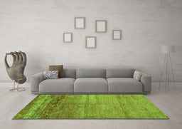 Machine Washable Abstract Green Contemporary Area Rugs in a Living Room,, wshcon1241grn