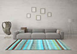 Machine Washable Southwestern Light Blue Country Rug in a Living Room, wshcon1242lblu