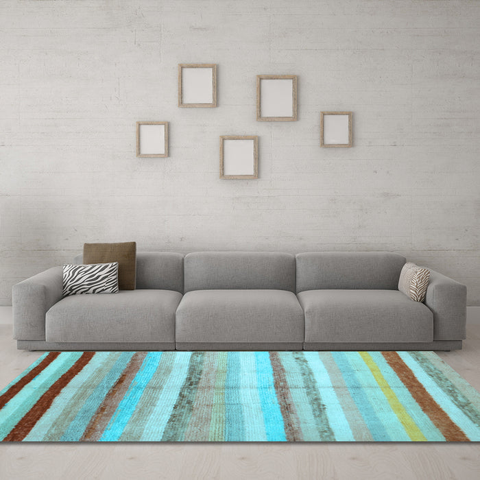 Machine Washable Southwestern Light Blue Country Rug in a Living Room, wshcon1242lblu