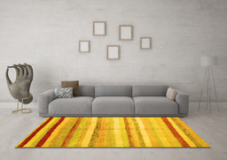 Machine Washable Southwestern Yellow Country Rug in a Living Room, wshcon1242yw