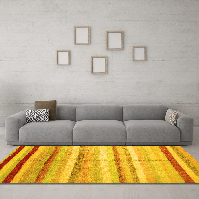 Machine Washable Southwestern Yellow Country Rug in a Living Room, wshcon1242yw