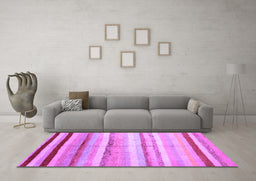 Machine Washable Southwestern Purple Country Area Rugs in a Living Room, wshcon1242pur