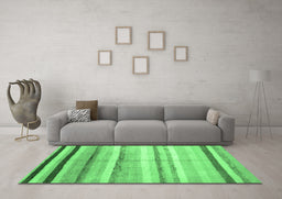 Machine Washable Southwestern Emerald Green Country Area Rugs in a Living Room,, wshcon1242emgrn