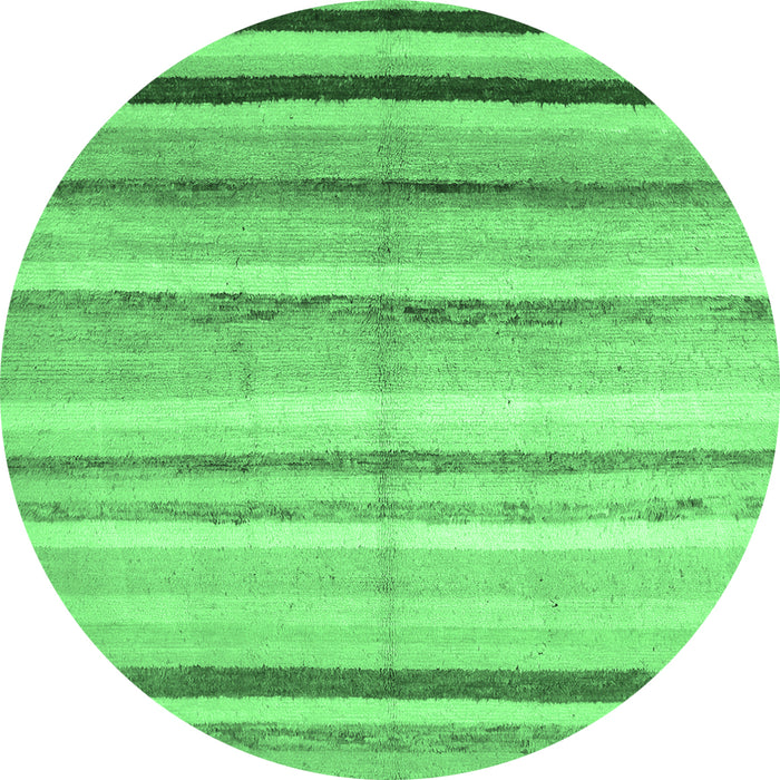 Round Machine Washable Southwestern Emerald Green Country Area Rugs, wshcon1242emgrn
