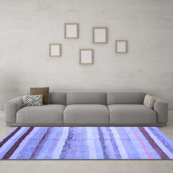 Machine Washable Southwestern Blue Country Rug in a Living Room, wshcon1242blu