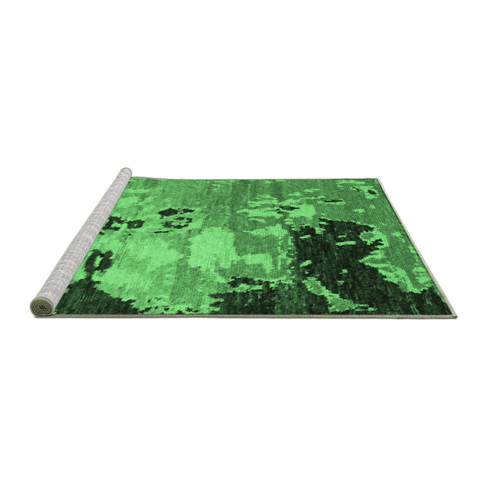 Sideview of Machine Washable Abstract Emerald Green Contemporary Area Rugs, wshcon1243emgrn