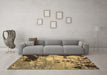 Machine Washable Abstract Brown Contemporary Rug in a Living Room,, wshcon1243brn