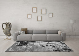 Machine Washable Abstract Gray Contemporary Rug in a Living Room,, wshcon1243gry