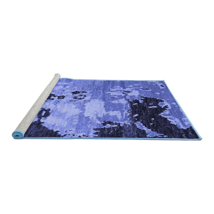 Sideview of Machine Washable Abstract Blue Contemporary Rug, wshcon1243blu