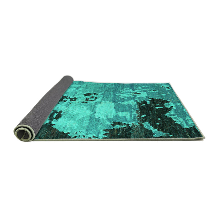 Sideview of Abstract Turquoise Contemporary Rug, con1243turq