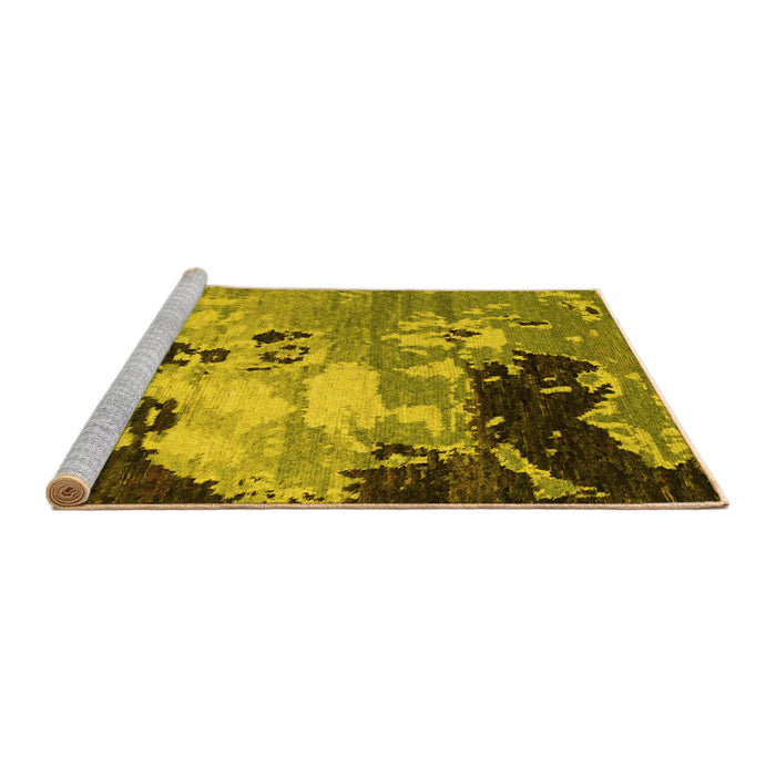 Sideview of Machine Washable Abstract Yellow Contemporary Rug, wshcon1243yw