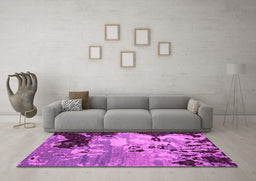 Machine Washable Abstract Pink Contemporary Rug in a Living Room, wshcon1243pnk