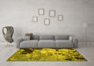 Machine Washable Abstract Yellow Contemporary Rug in a Living Room, wshcon1243yw