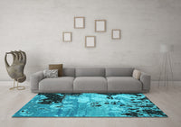 Machine Washable Abstract Light Blue Contemporary Rug, wshcon1243lblu