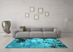 Machine Washable Abstract Light Blue Contemporary Rug in a Living Room, wshcon1243lblu