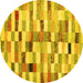 Round Abstract Yellow Contemporary Rug, con1244yw